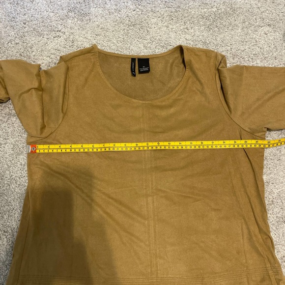 New Directions Brown Suede Feel 3/4 Sleeve Top XL Pre-owned - Picture 5 of 8